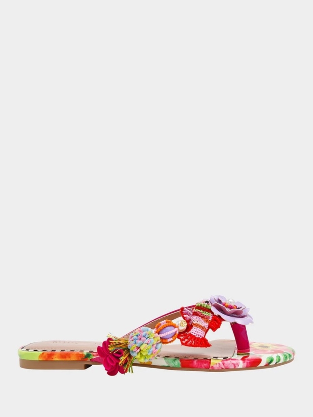 Betsey Johnson Doloris Bright Multi Floral Embellished Sandals